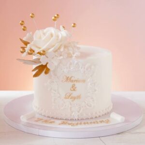 Engagement cake, a centerpiece for a special occasion.